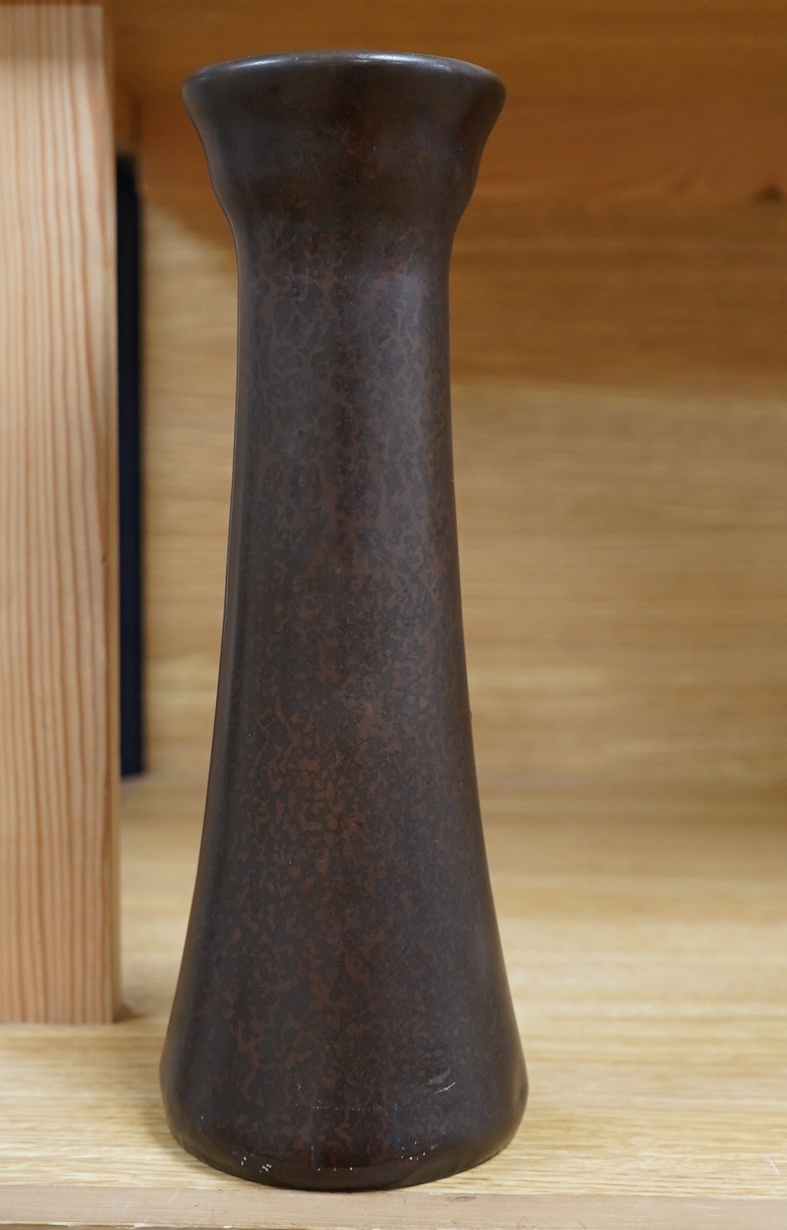 Otto Heintz. An Art Nouveau silver overlaid patinated copper vase, 28cm. Condition - fair